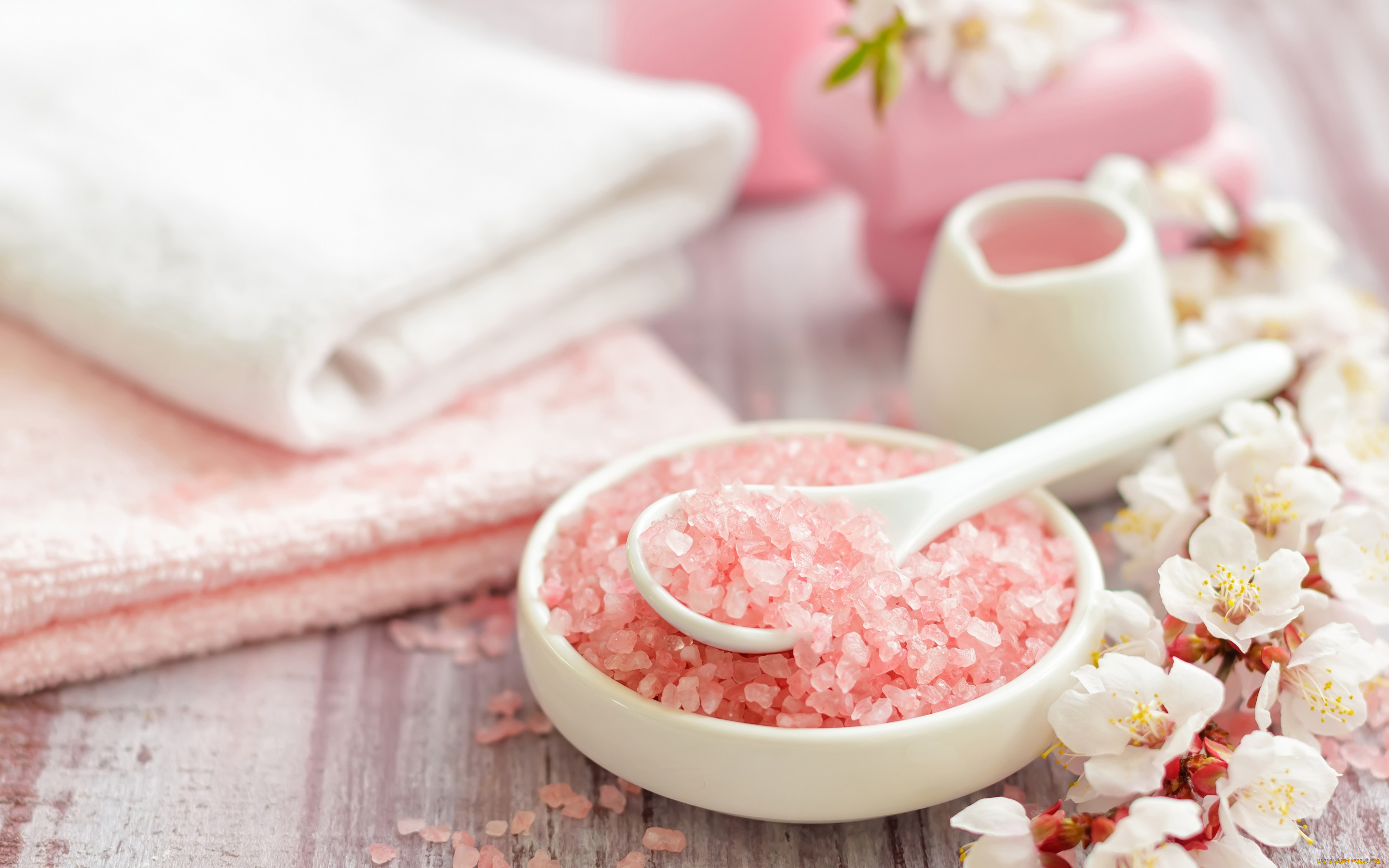,  , twigs, soap, sea, salt, flowers, towel, , , , , , 